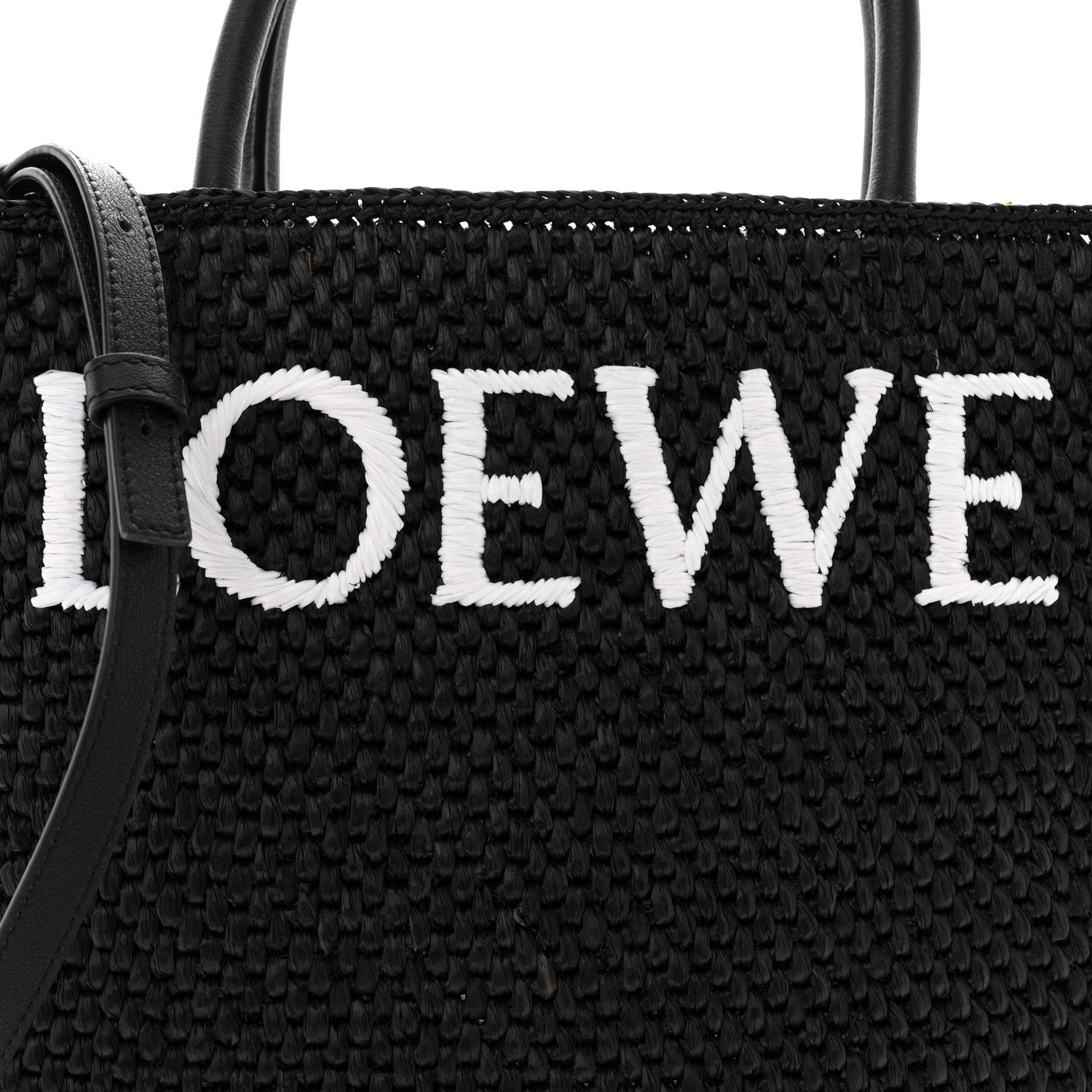 Loewe Raffia Calfskin Standard A4 Tote Bag Black 7 of 9
