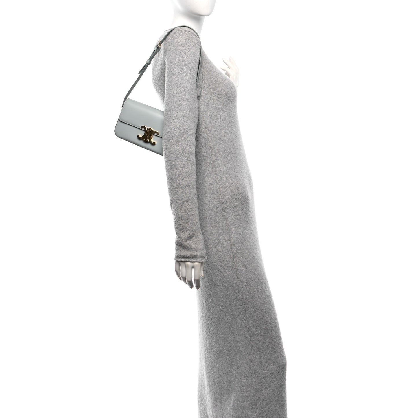 Shiny Calfskin Triomphe Shoulder Bag Soft Blue