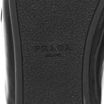 Prada Nappa Soft Padded Metal Triangle Logo Lug Sole 20mm Mules 37 Black 7 of 11