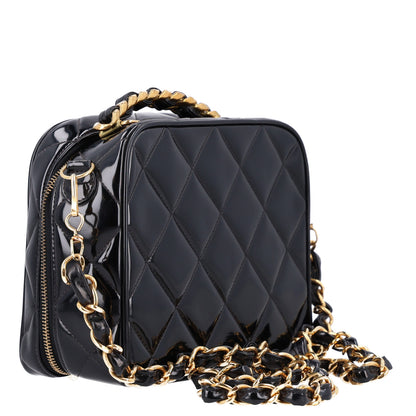 Chanel Patent Quilted Top Handle Vanity Case Black 3 of 11