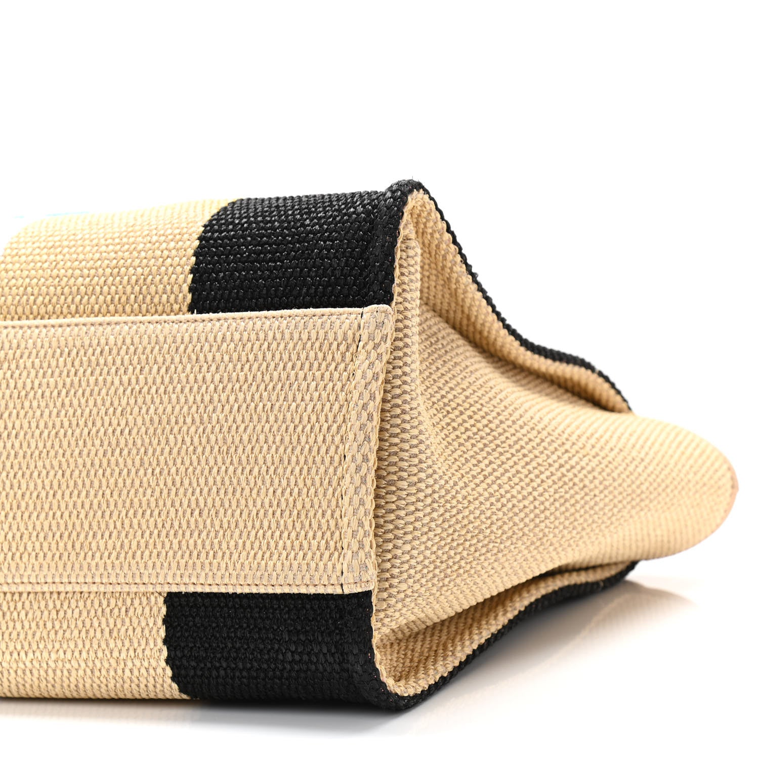 Chanel Straw Raffia Calfskin Striped Large Deauville Tote Black Beige Ivory 10 of 11