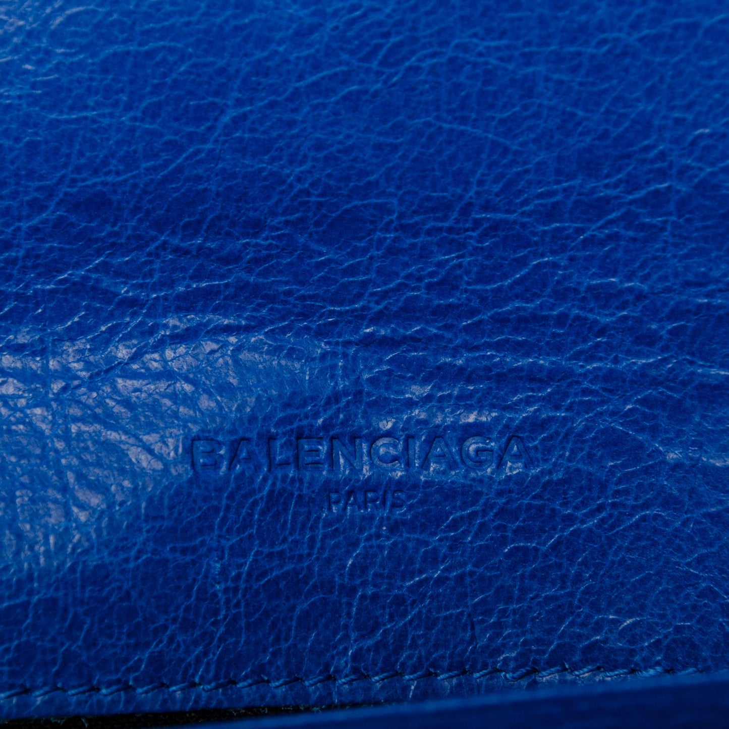 Agneau Giant 12 Silver Hardware Money Wallet Bleu Lazuli