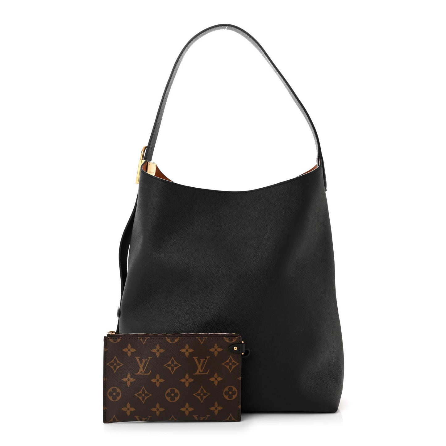 Grained Calfskin Low Key Hobo MM Black