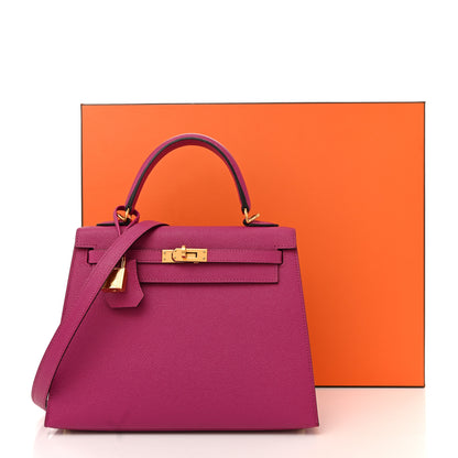 Hermes Epsom Horseshoe Kelly Sellier 25 Rose Pourpre Anemone 15 of 15
