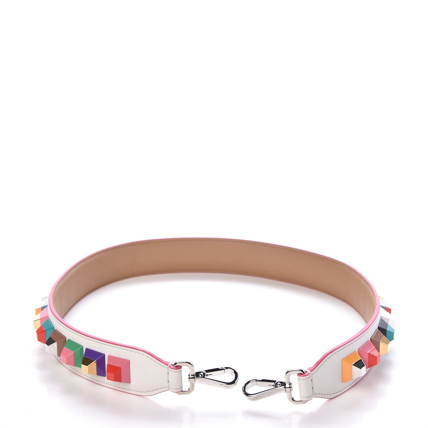 Vitello Dolce Plexiglass Bi-Color Studded Strap You White Ice Cuoio Multicolor