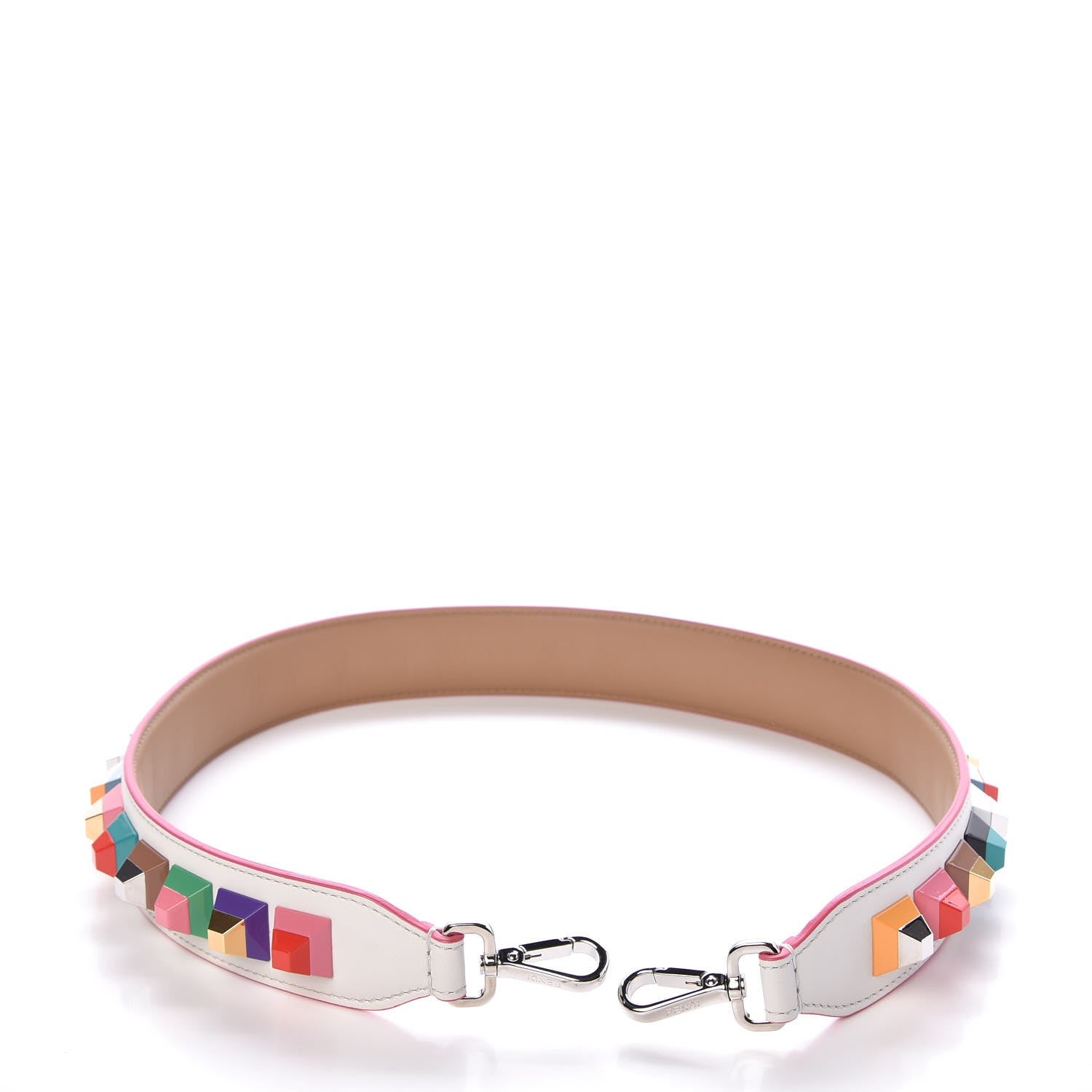 Fendi Vitello Dolce Plexiglass Bi-Color Studded Strap You White Ice Cuoio Multicolor 5 of 5