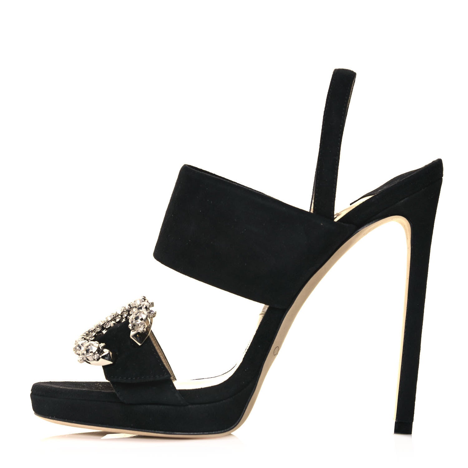 Jimmy Choo Suede Crystal Saphie 120 Sandals 36.5 Black 1 of 13