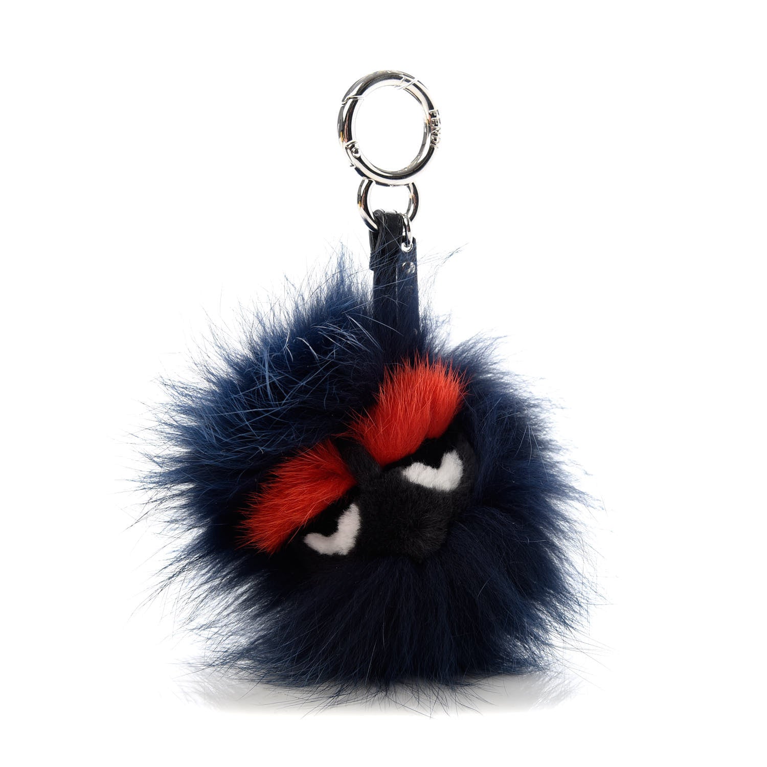 Fendi Rabbit Fox Mink Fur Freak Monster Bag Bug Charm Dark Red Navy 1 of 4