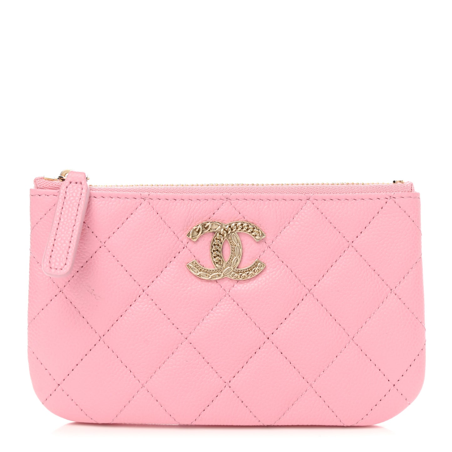 Caviar Quilted Small Multi Chain Cosmetic Case Light Pink
