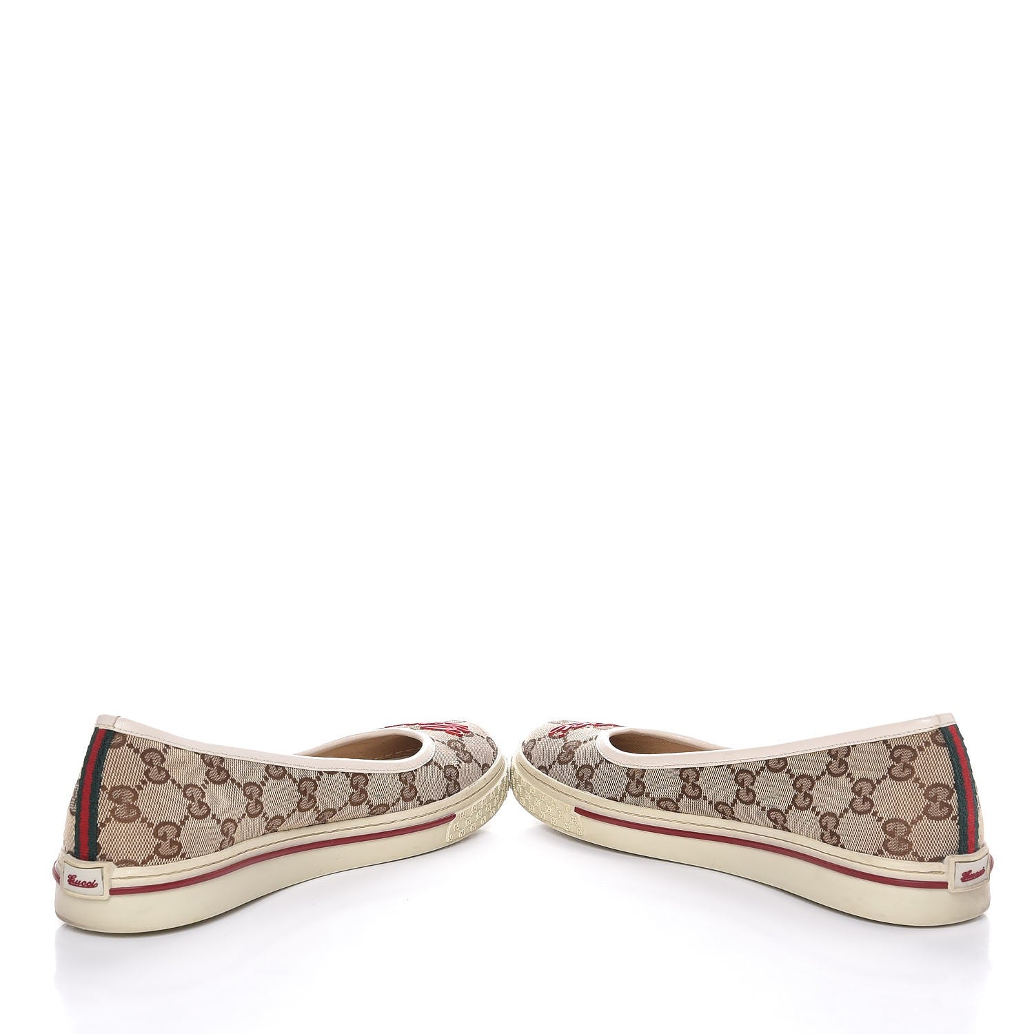 Gucci Monogram Script Web Flats 38 Beige Ebony 5 of 11
