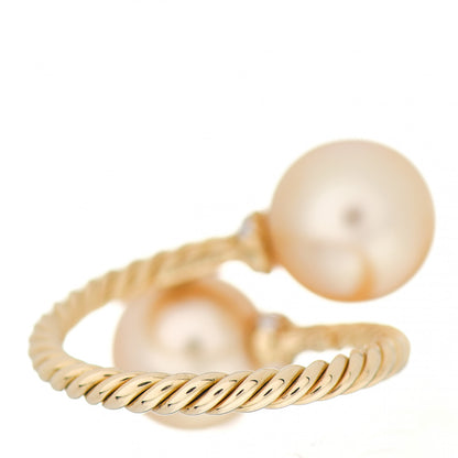 David Yurman 18K Yellow Gold Diamond Golden South Sea Pearl Solari Bypass Ring 53 6.5 3 of 4