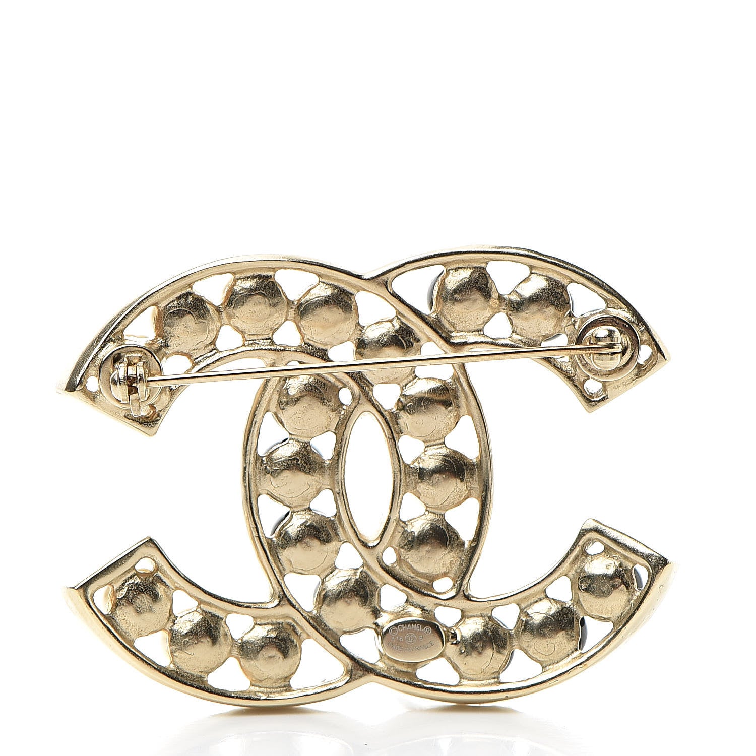 Chanel Pearl CC Brooch Gold Black 3 of 5
