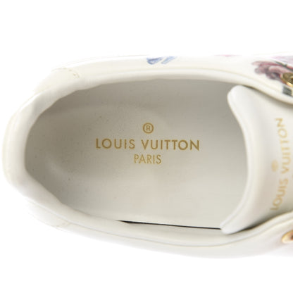 Louis Vuitton Calfskin Floral Frontrow Sneakers 38 White 9 of 11