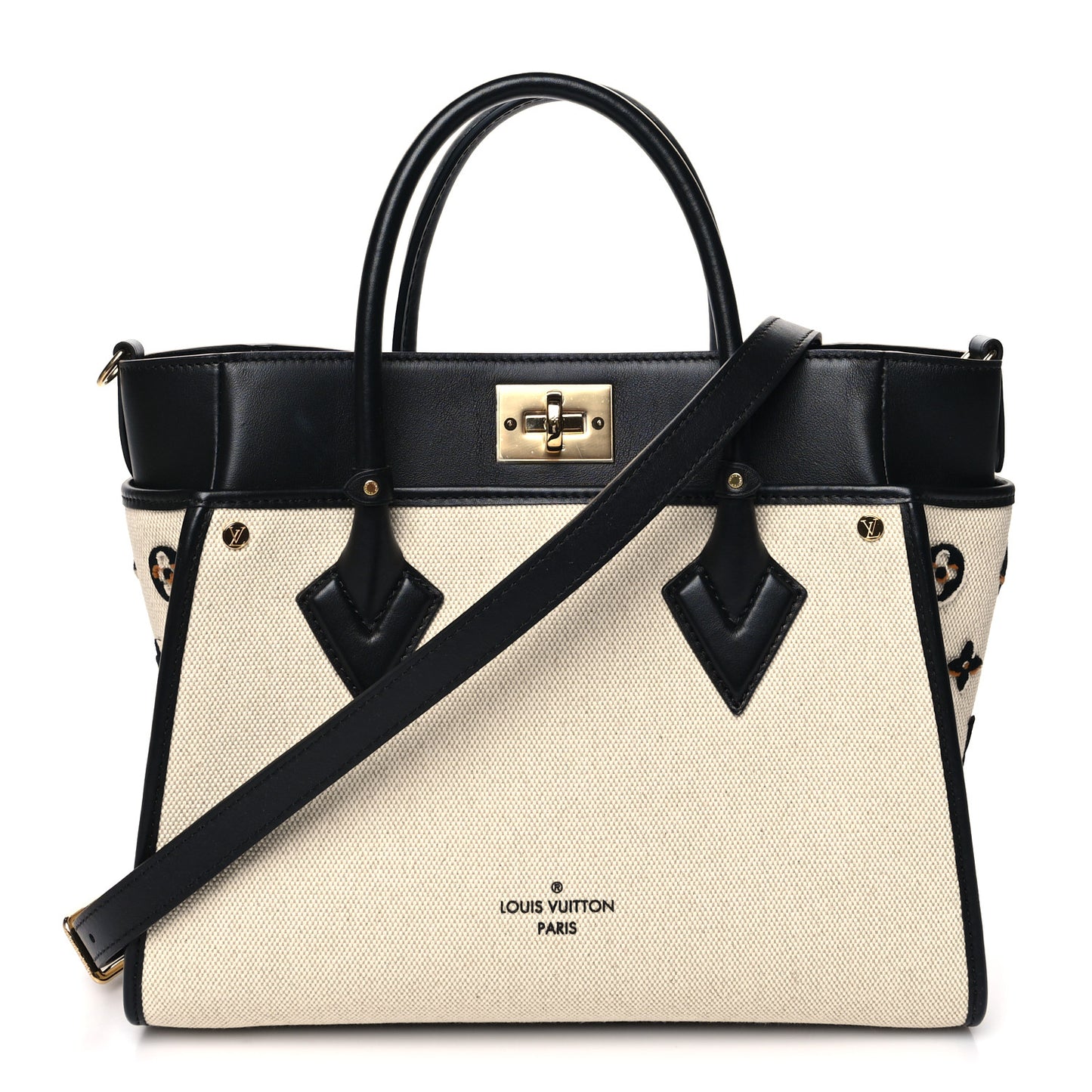 Canvas Calfskin Monogram On My Side MM Black