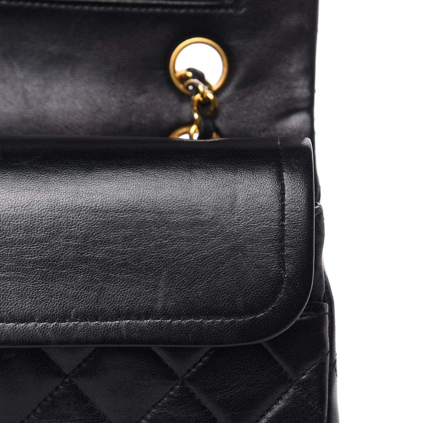 Lambskin Quilted Medium Double Flap Black