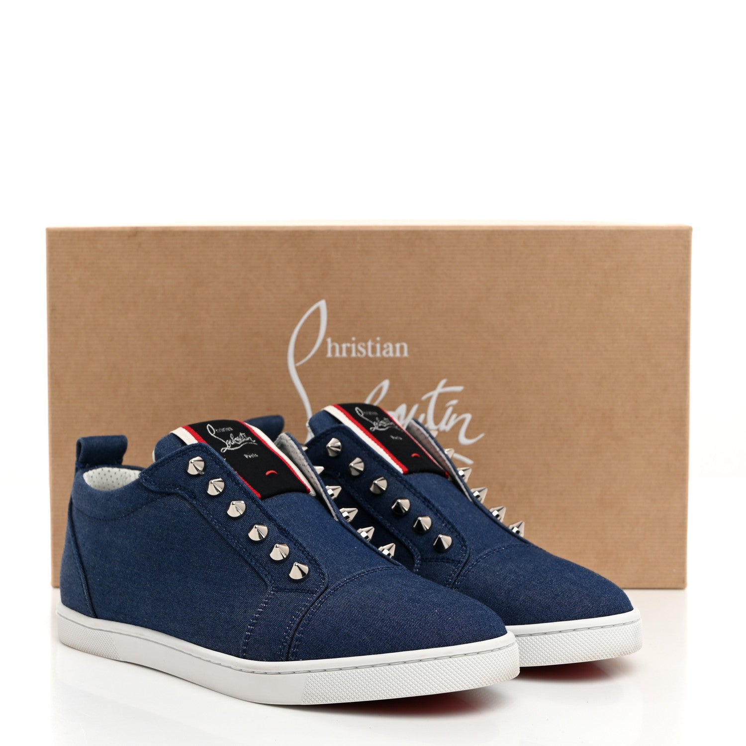 Christian Louboutin Denim Womens Fique A Vontade Sneakers 36.5 Blue 8 of 8