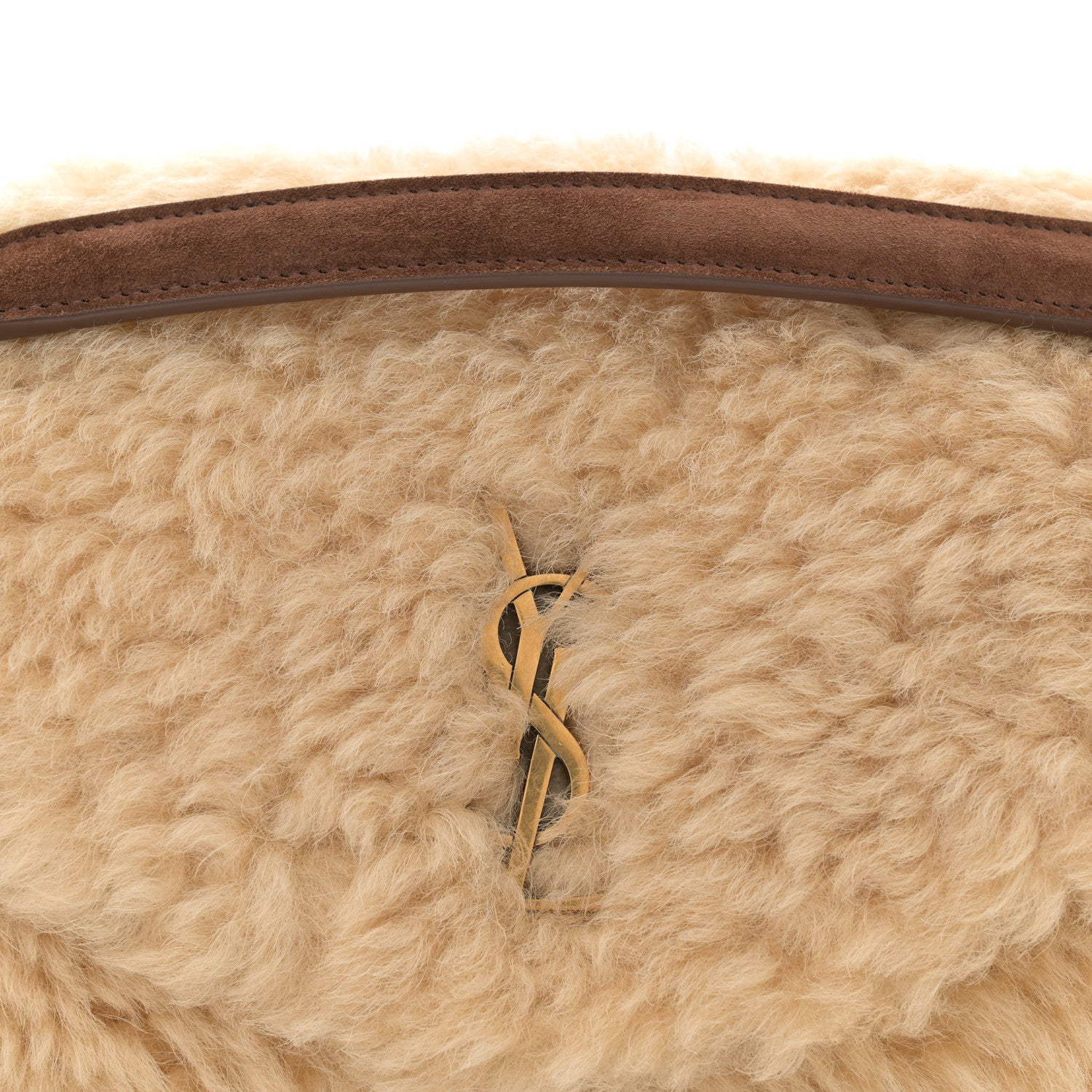 Saint Laurent Shearling Calypso Crossbody Crema Naturel Dark Cigar 8 of 10
