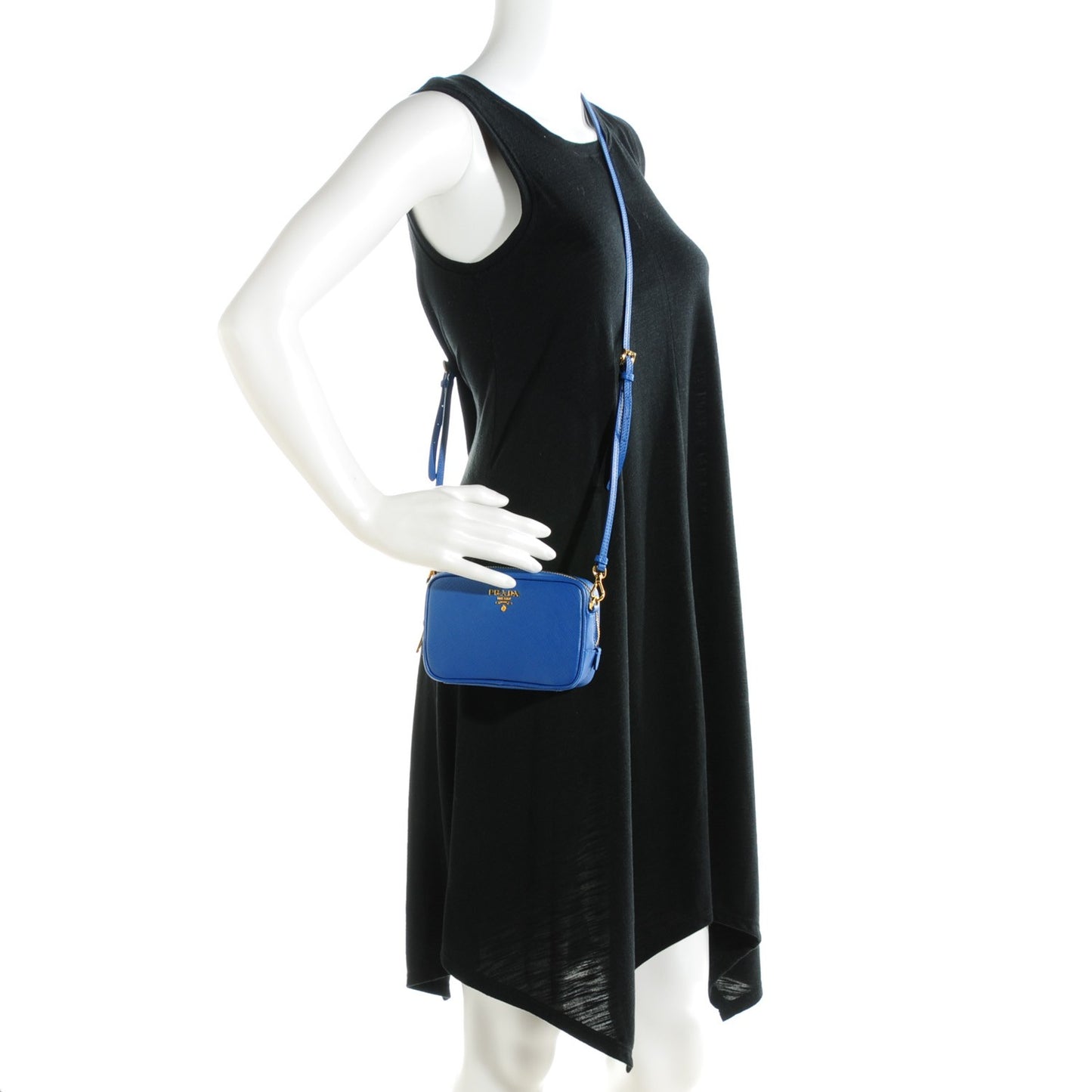Saffiano Mini Camera Crossbody Azzurro