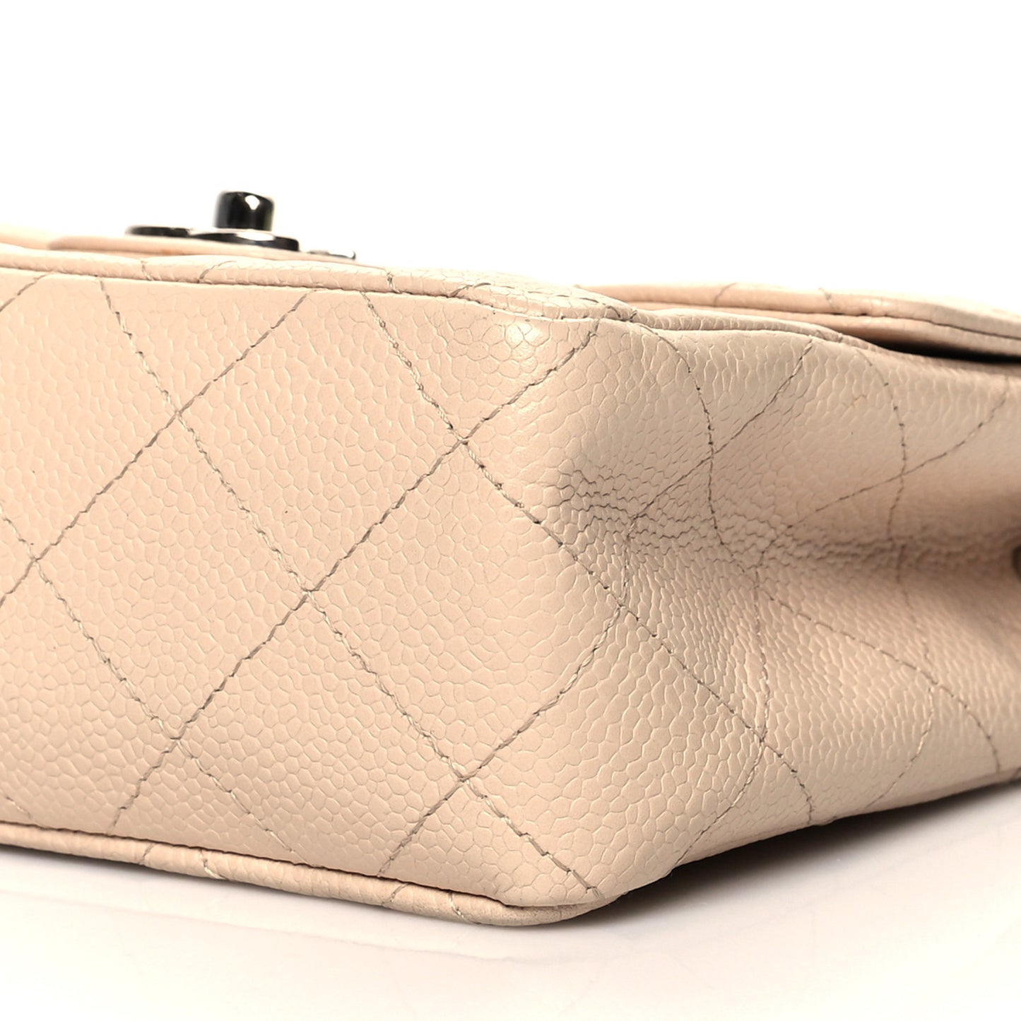 Caviar Quilted Mini Square Flap Light Beige