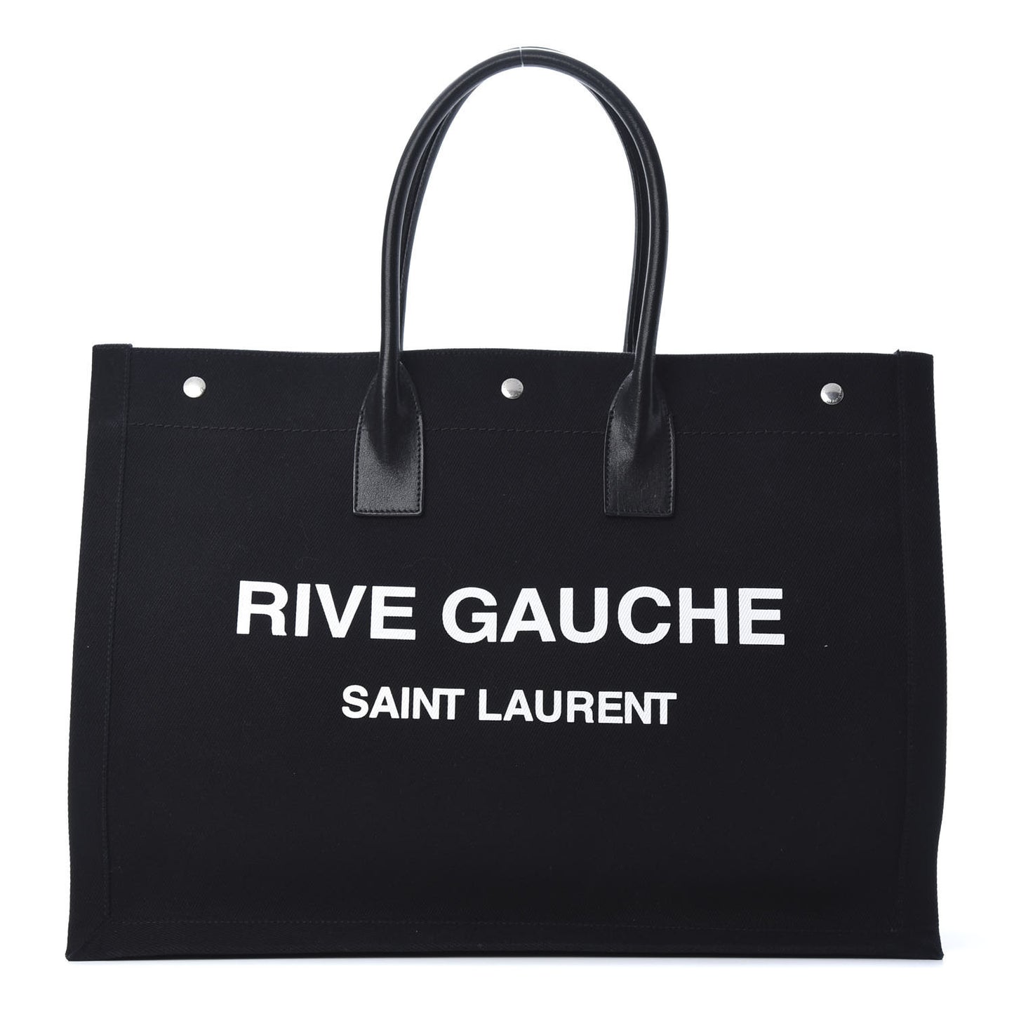 Linen Calfskin Rive Gauche Tote Black