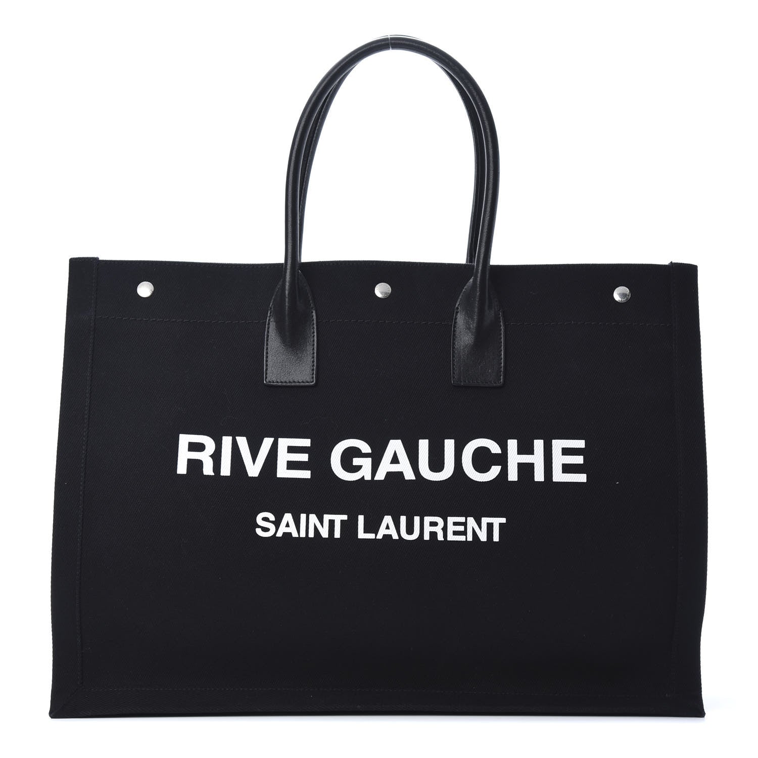 Saint Laurent Linen Calfskin Rive Gauche Tote Black 1 of 12