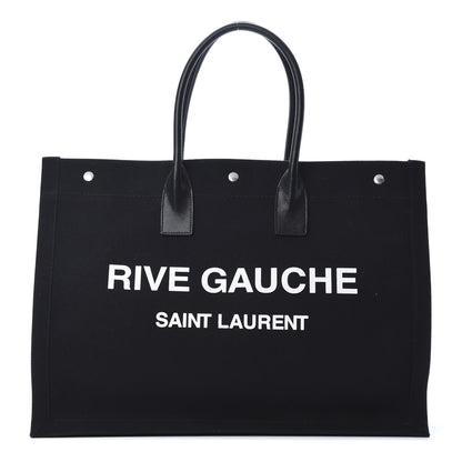 Saint Laurent Linen Calfskin Rive Gauche Tote Black 1 of 12