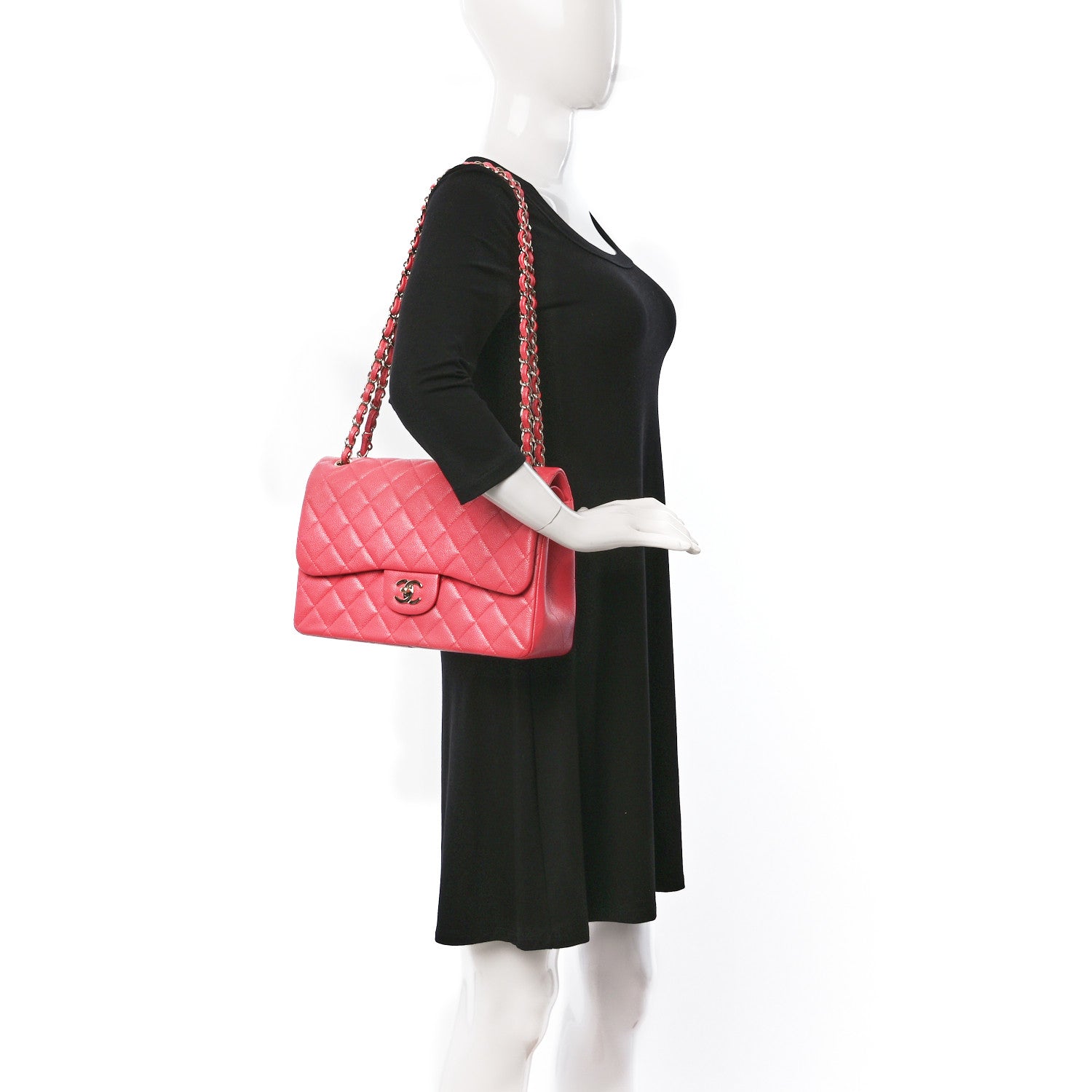 Chanel Caviar Quilted Jumbo Double Flap Pink 2 of 10
