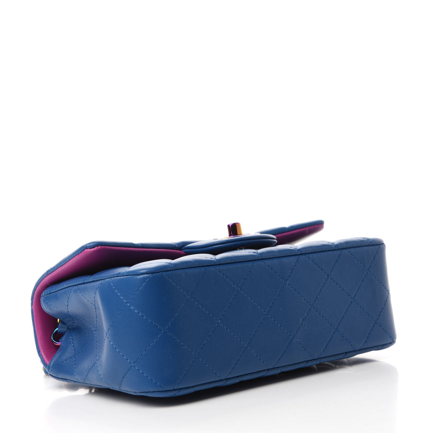 Lambskin Quilted Mini Rectangular Flap Blue Purple