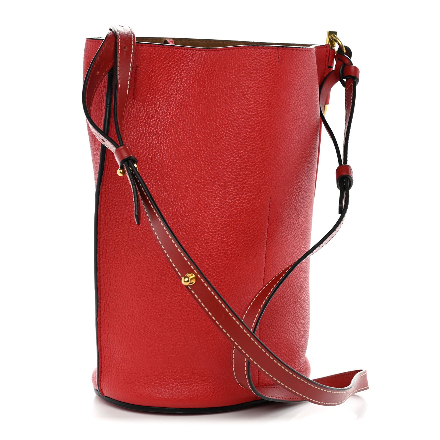 Calfskin Gate Bucket Bag Scarlet Burnt Red