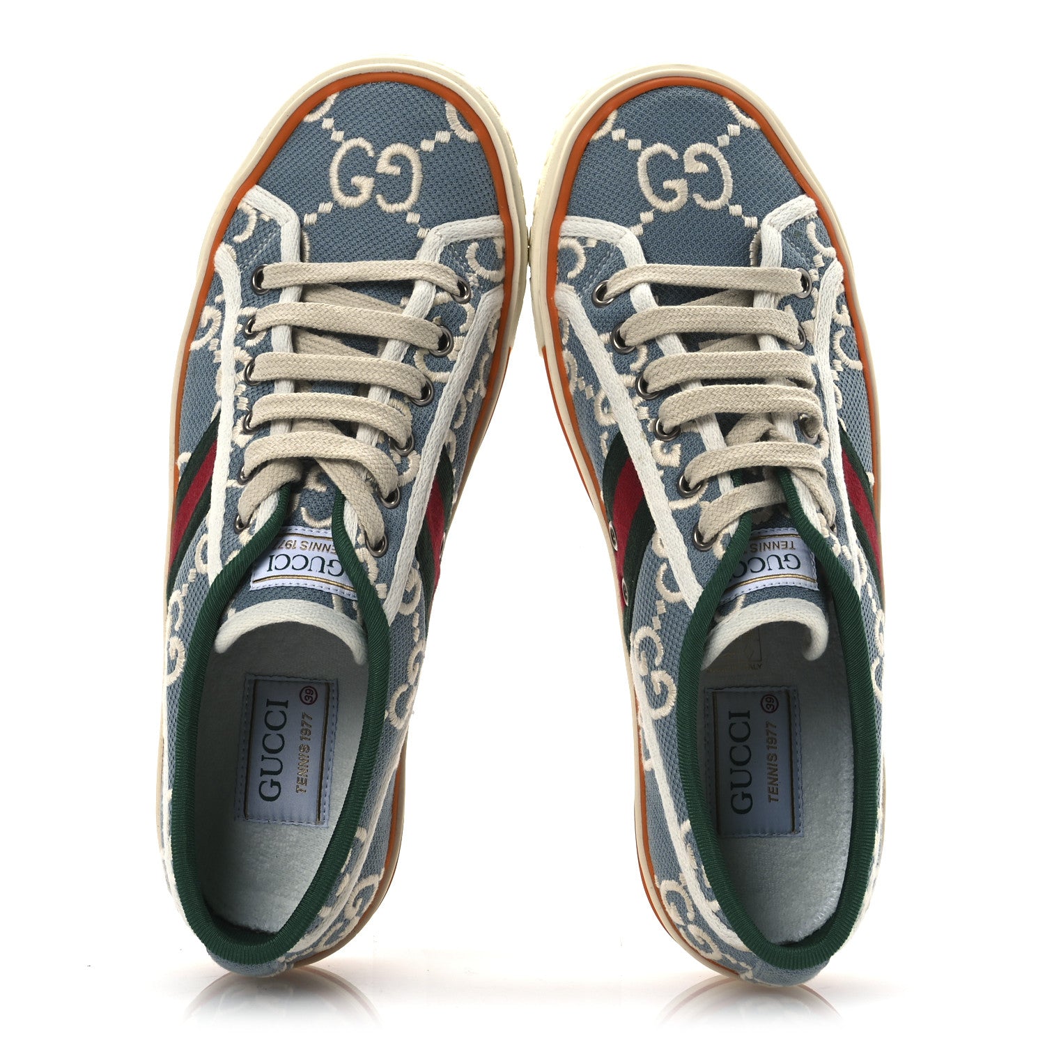 Gucci Cotton GG Monogram Web Womens 1977 Tennis Sneakers 39 Philod Ivory Mystic White 2 of 13