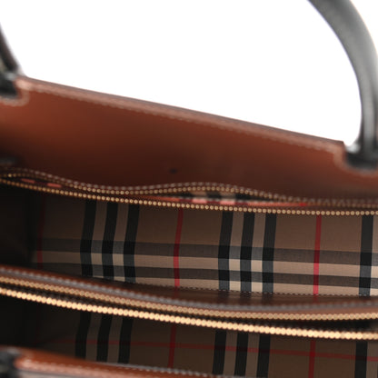 Burberry Calfskin Vintage Check Small Two Handle Title Bag Black 5 of 9