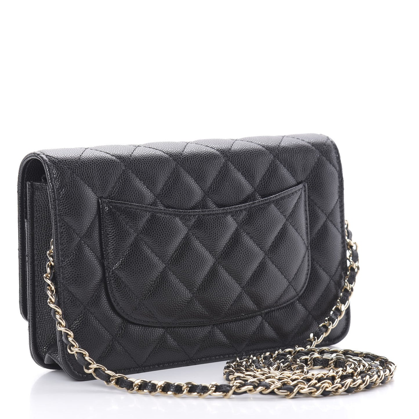 Caviar Quilted French New Wave Chain CC Wallet On Chain WOC Black