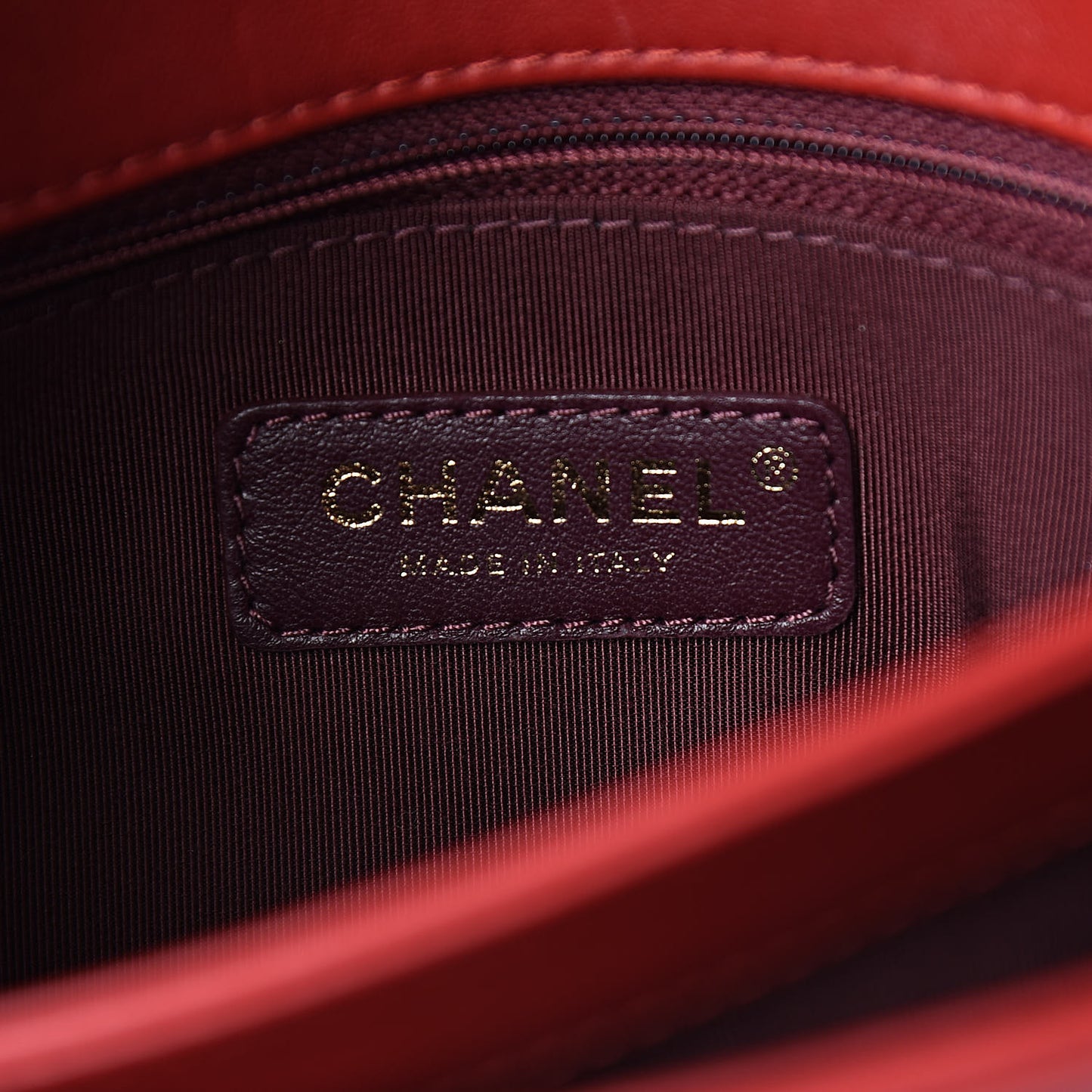 Lambskin Quilted Retro Label Clutch Red