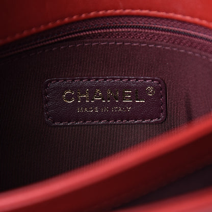 Chanel Lambskin Quilted Retro Label Clutch Red 7 of 11