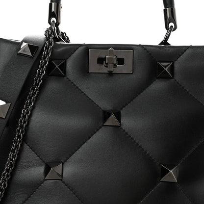 Valentino Garavani Nappa Monochrome Roman Stud The Handle Bag Black 8 of 12