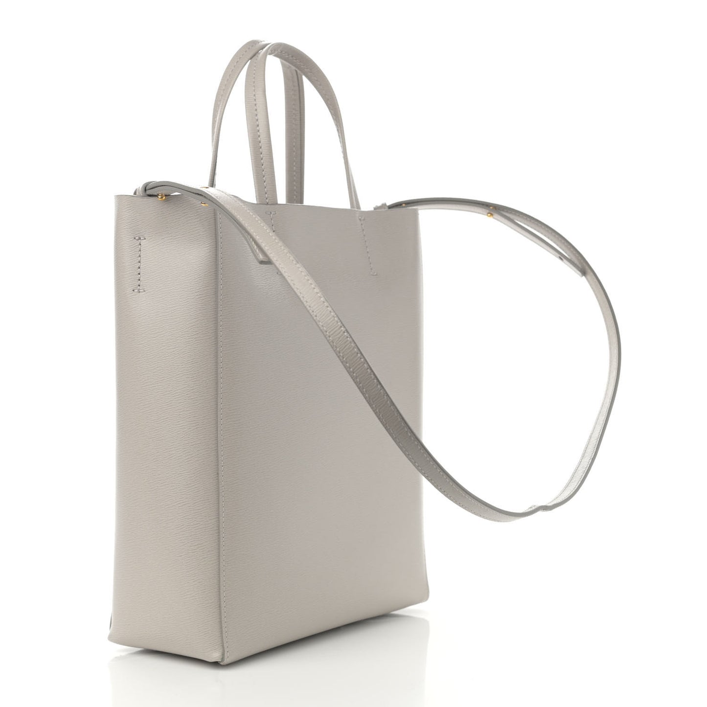 Grained Calfskin Small Vertical Cabas Clay