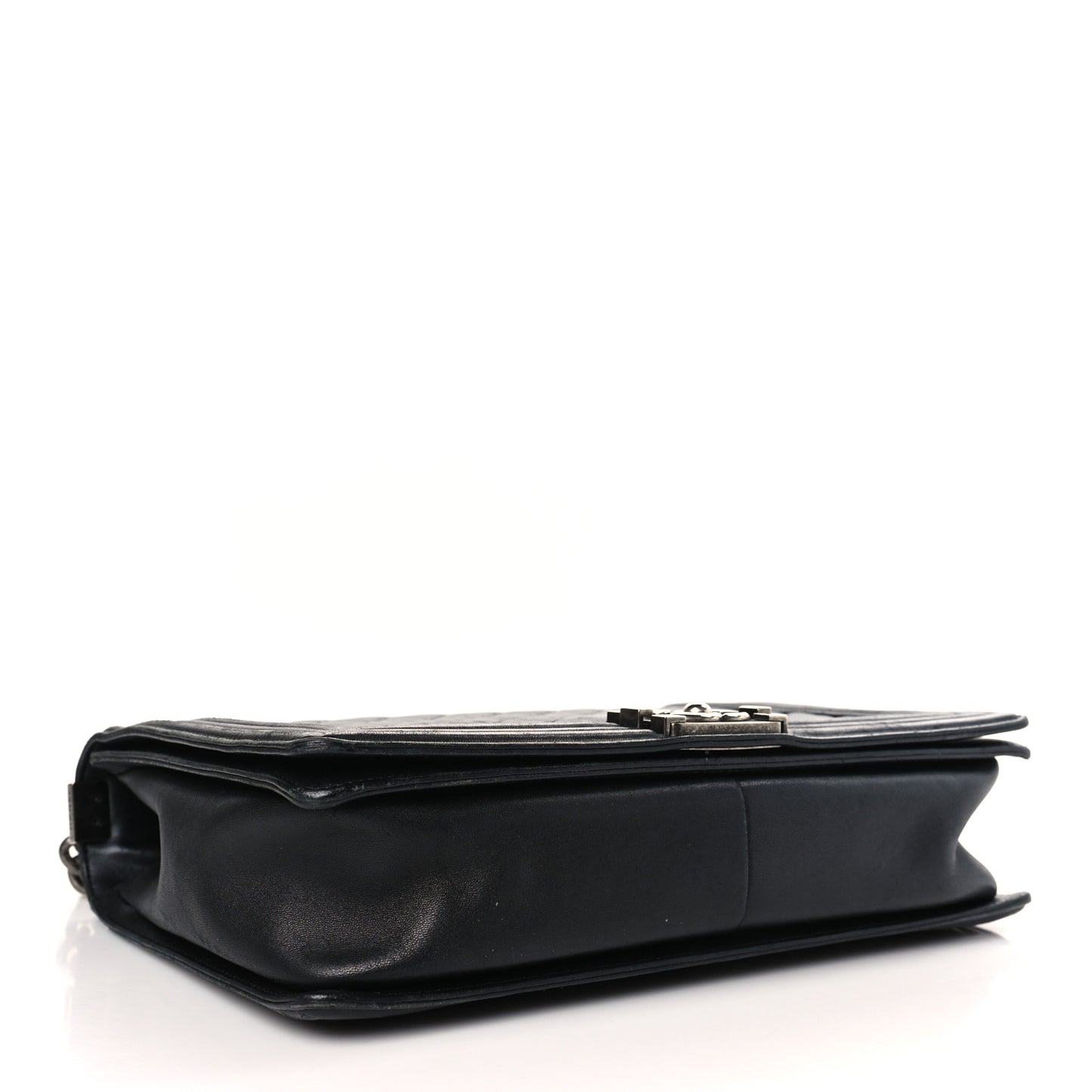 Lambskin Quilted Large Boy Flap Black