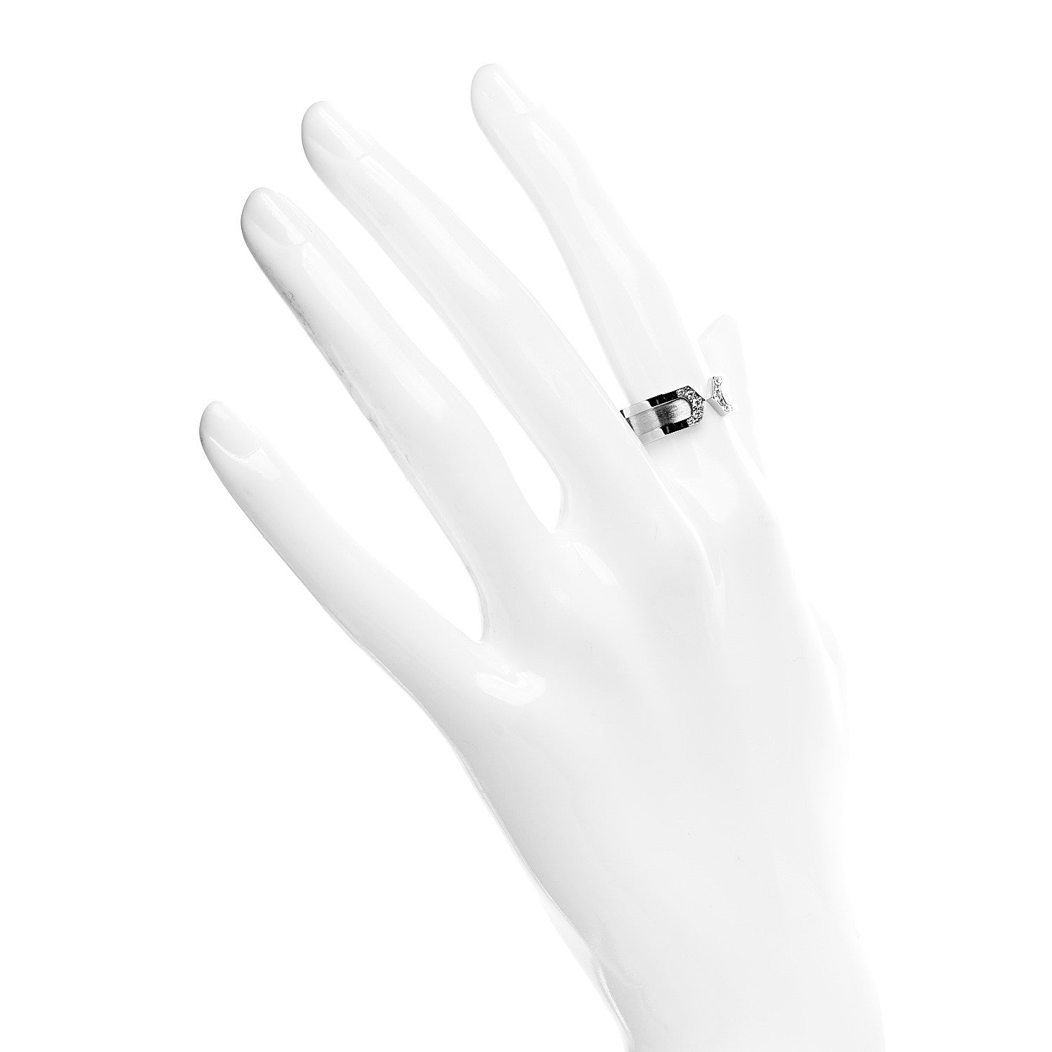 Cartier 18K White Gold Diamond 6.5mm Logo De Ring 50 5.25 2 of 5