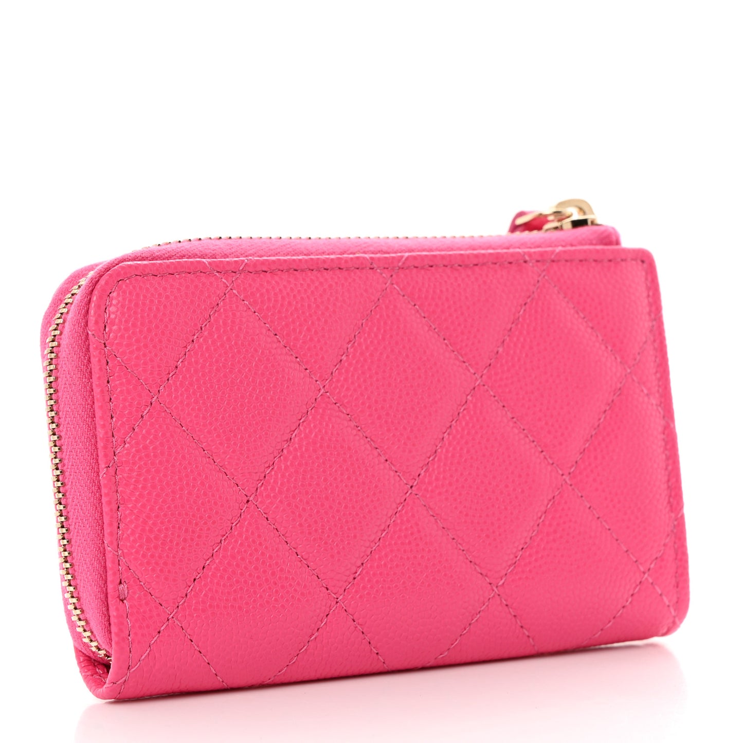 Caviar Quilted Zipped Key Holder Case Pink