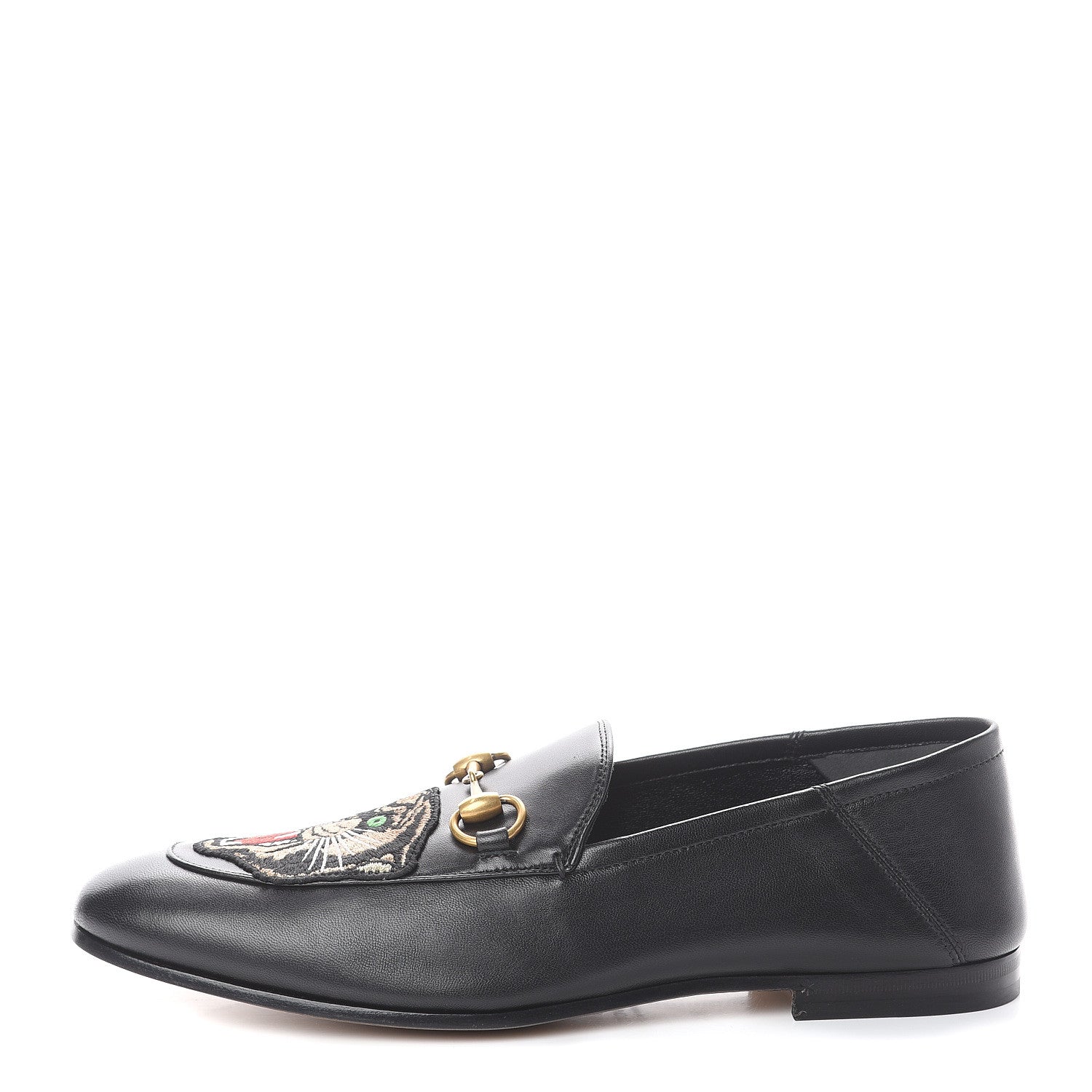 Gucci Goatskin Tiger Embroidered Mens Horsebit Loafers 8.5 Black 1 of 7