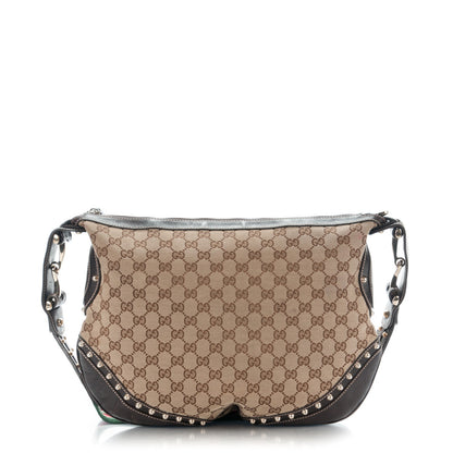 Gucci Monogram Pelham Studded Shoulder Bag Dark Brown 1 of 8
