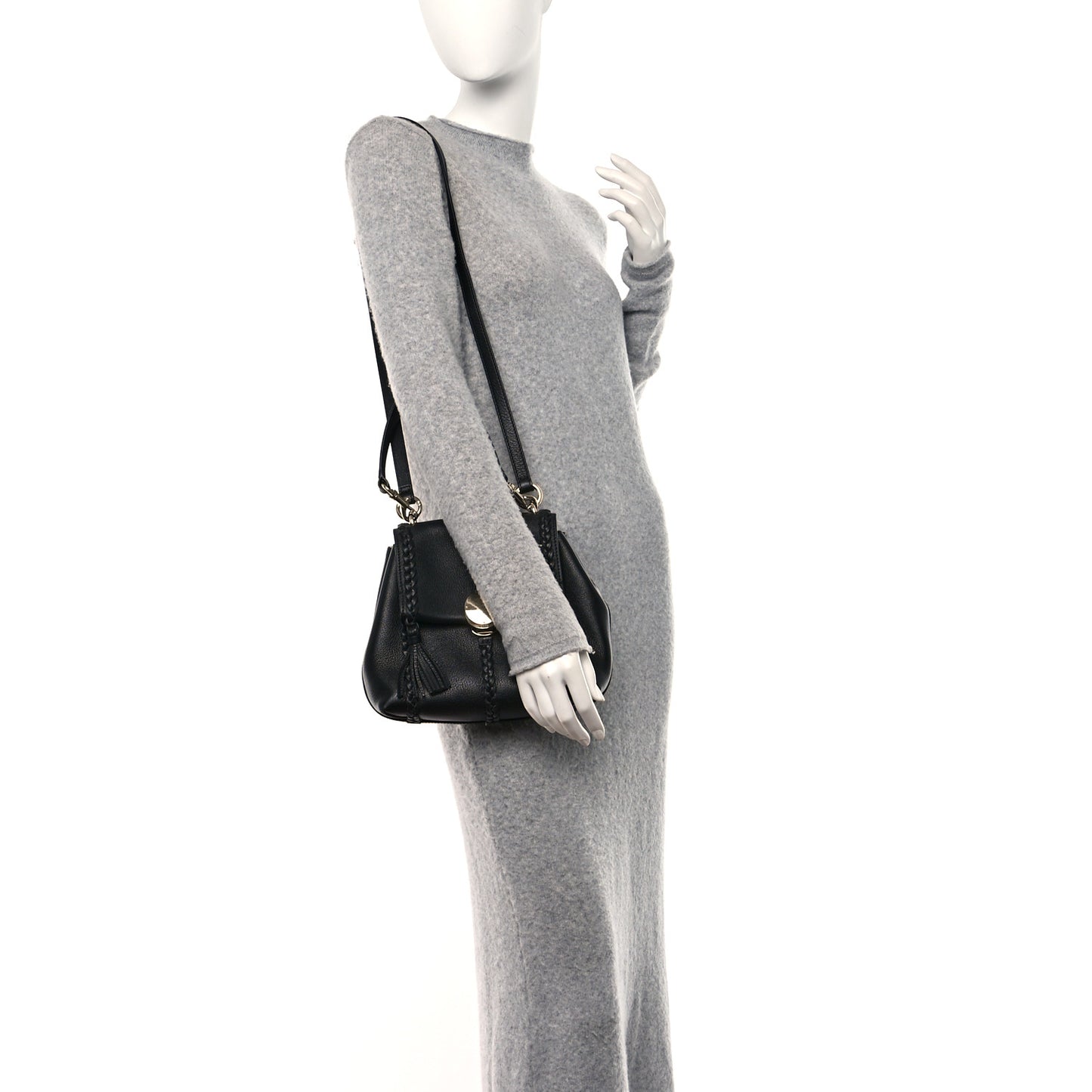 Grained Calfskin Small Penelope Soft Shoulder Bag Black