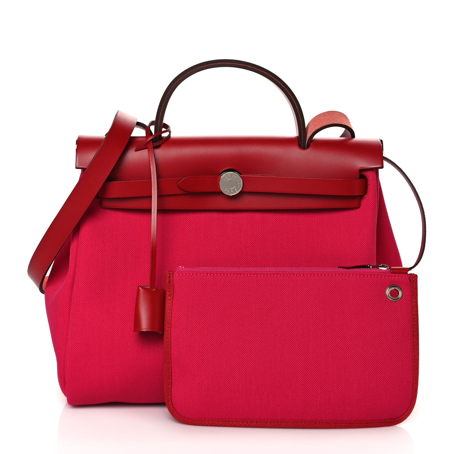 Hermes Military Toile Vache Hunter Herbag Zip PM 31 Rose Mexico Rouge Piment 1 of 12