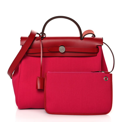 Hermes Military Toile Vache Hunter Herbag Zip PM 31 Rose Mexico Rouge Piment 1 of 12