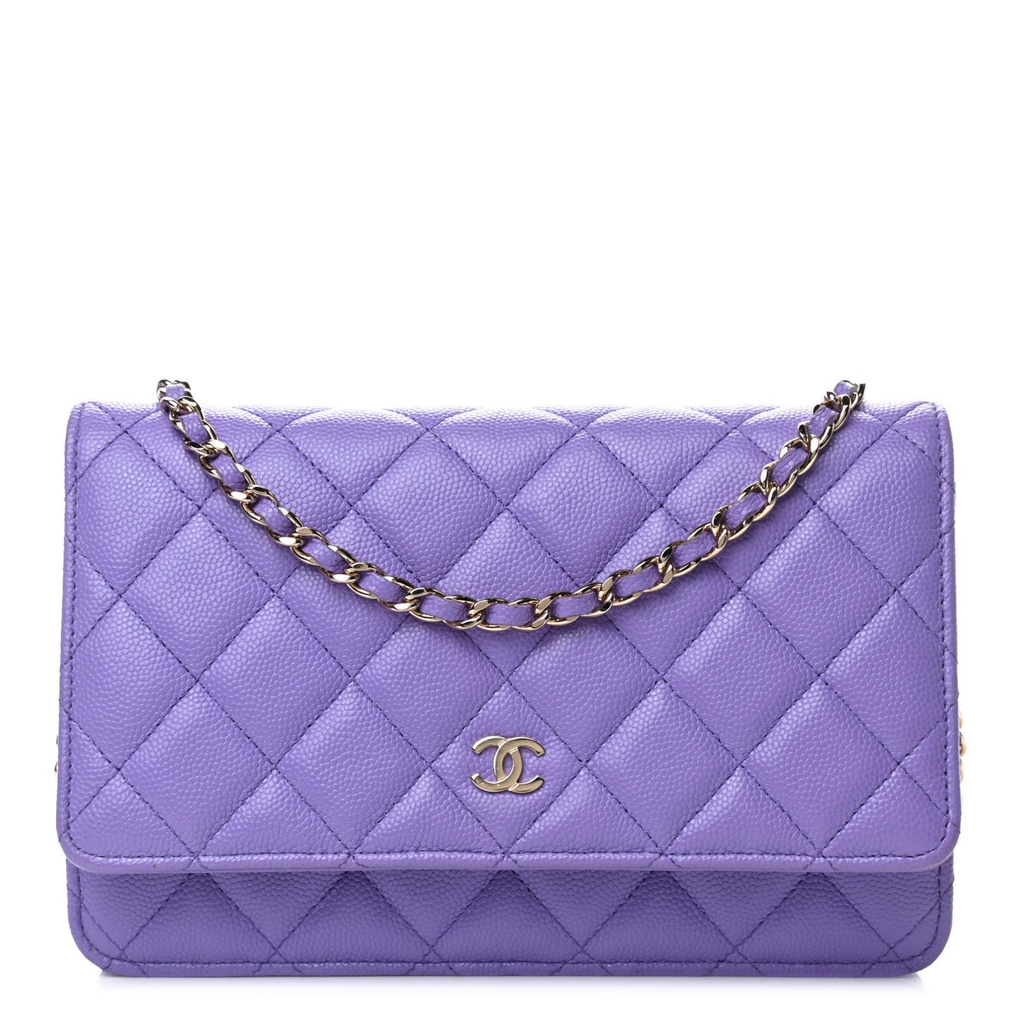 Caviar Quilted Wallet On Chain WOC Purple