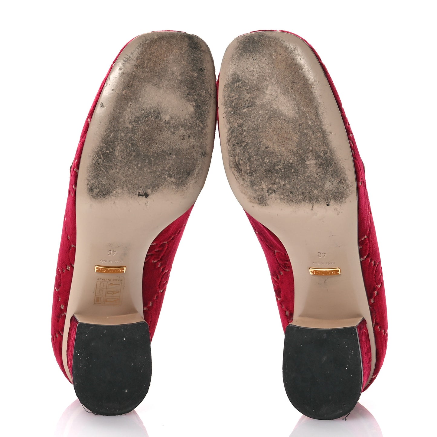 Velvet GG Monogram Sylvie Web Chain Mid Heel Loafers 40 Red Cipria