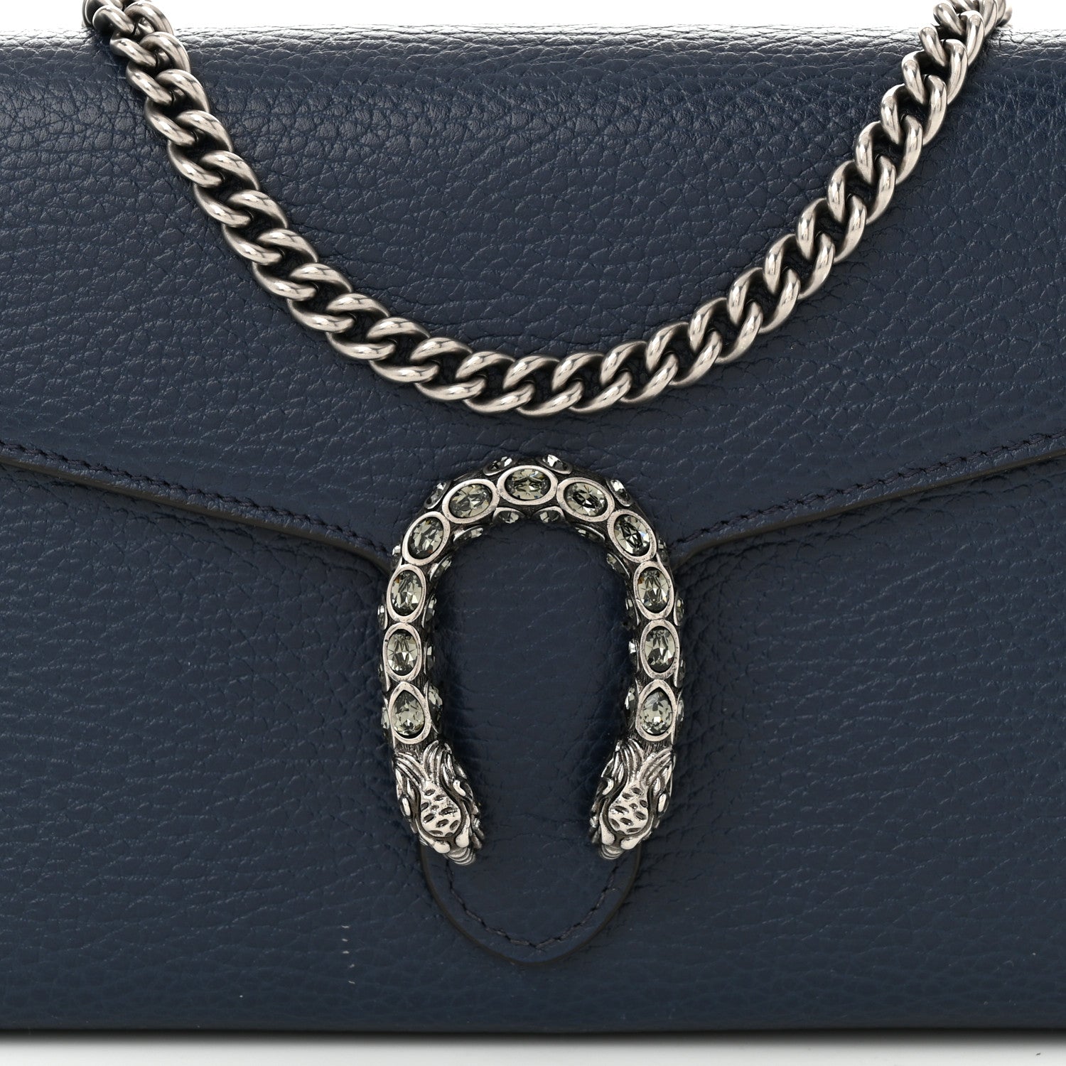 Gucci Calfskin Mini Dionysus Chain Wallet Blue Agata Black Diamond 7 of 10