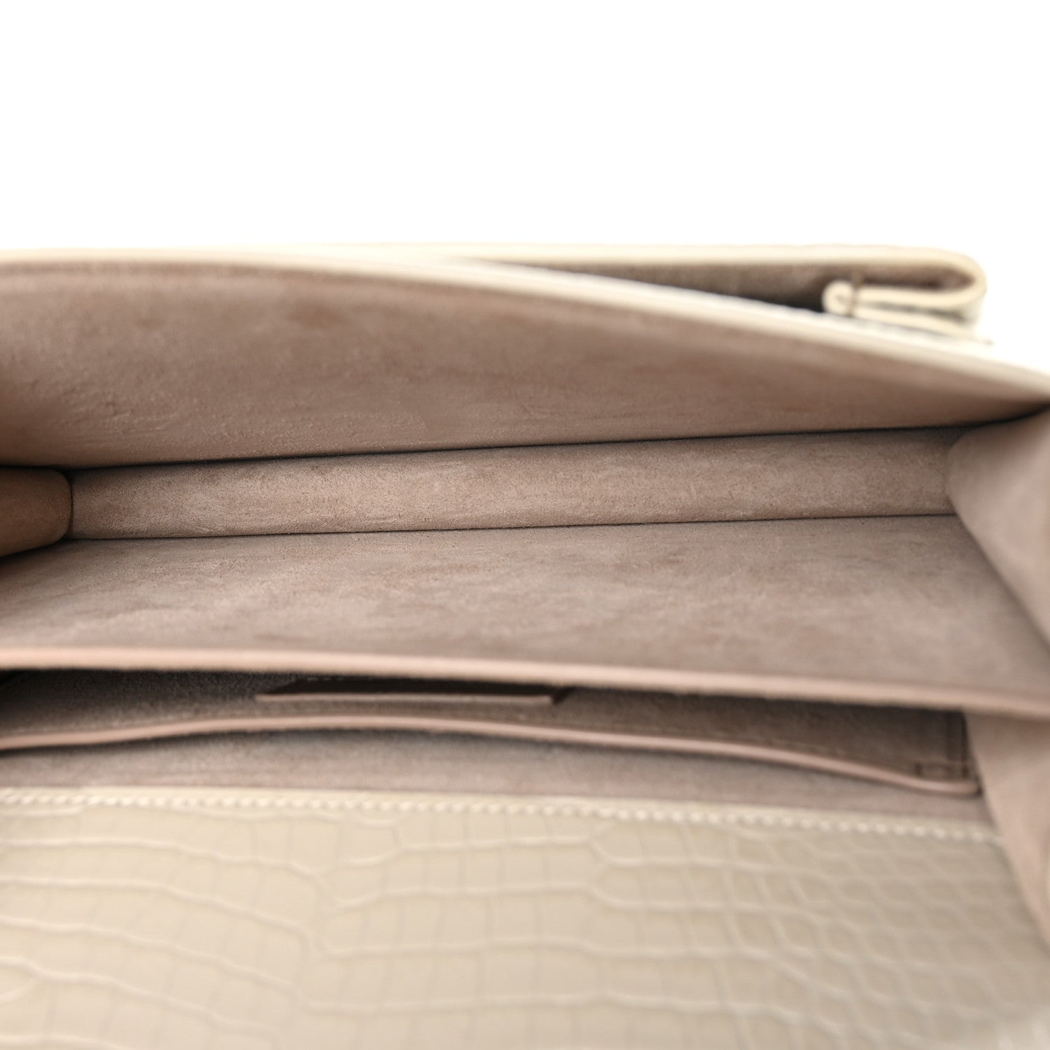 Saint Laurent Calfskin Crocodile Embossed Medium Monogram Sunset Blanc Vintage 5 of 11