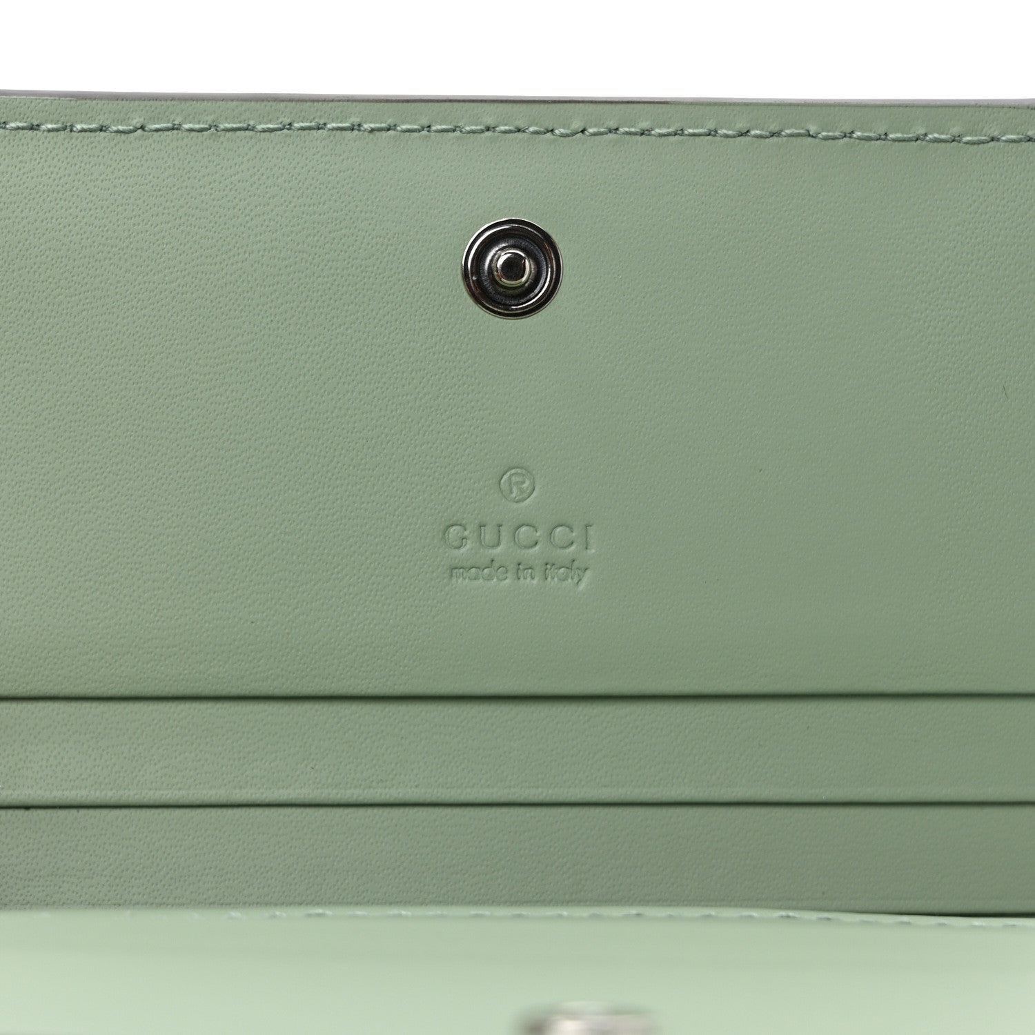 Gucci Denim Monogram Textured Dollar Calfskin Ophidia Card Case Pale Green 6 of 7