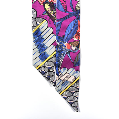 Hermes Silk Tree Of Song Twilly Fuchsia Bleu Rouge 2 of 4